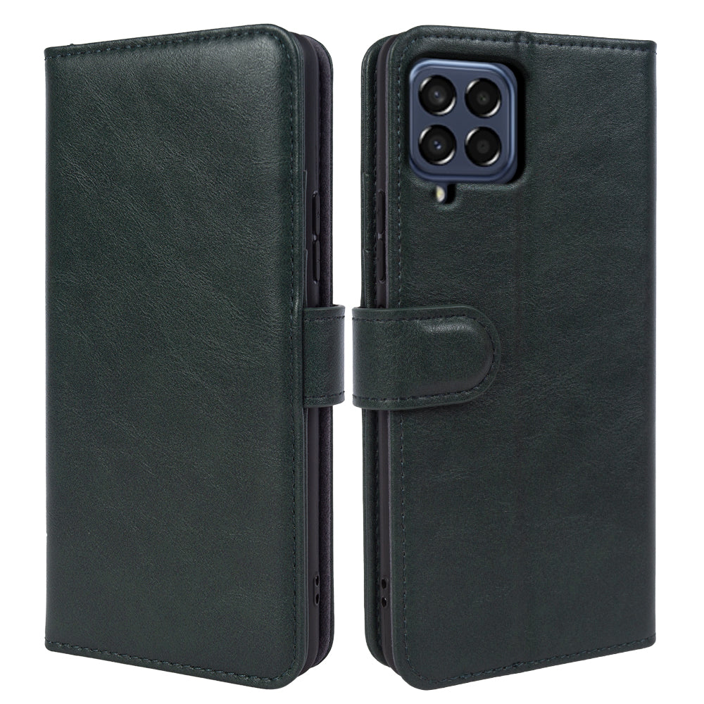 For Samsung Galaxy M33 5G (Global Version) Waxy Texture Stand Cover Genuine Cow Leather Wallet Phone Case For Samsung Galaxy M33 5G (Global Version) Waxy Texture Stand Cover Genuine Cow Leather Wallet Phone Case